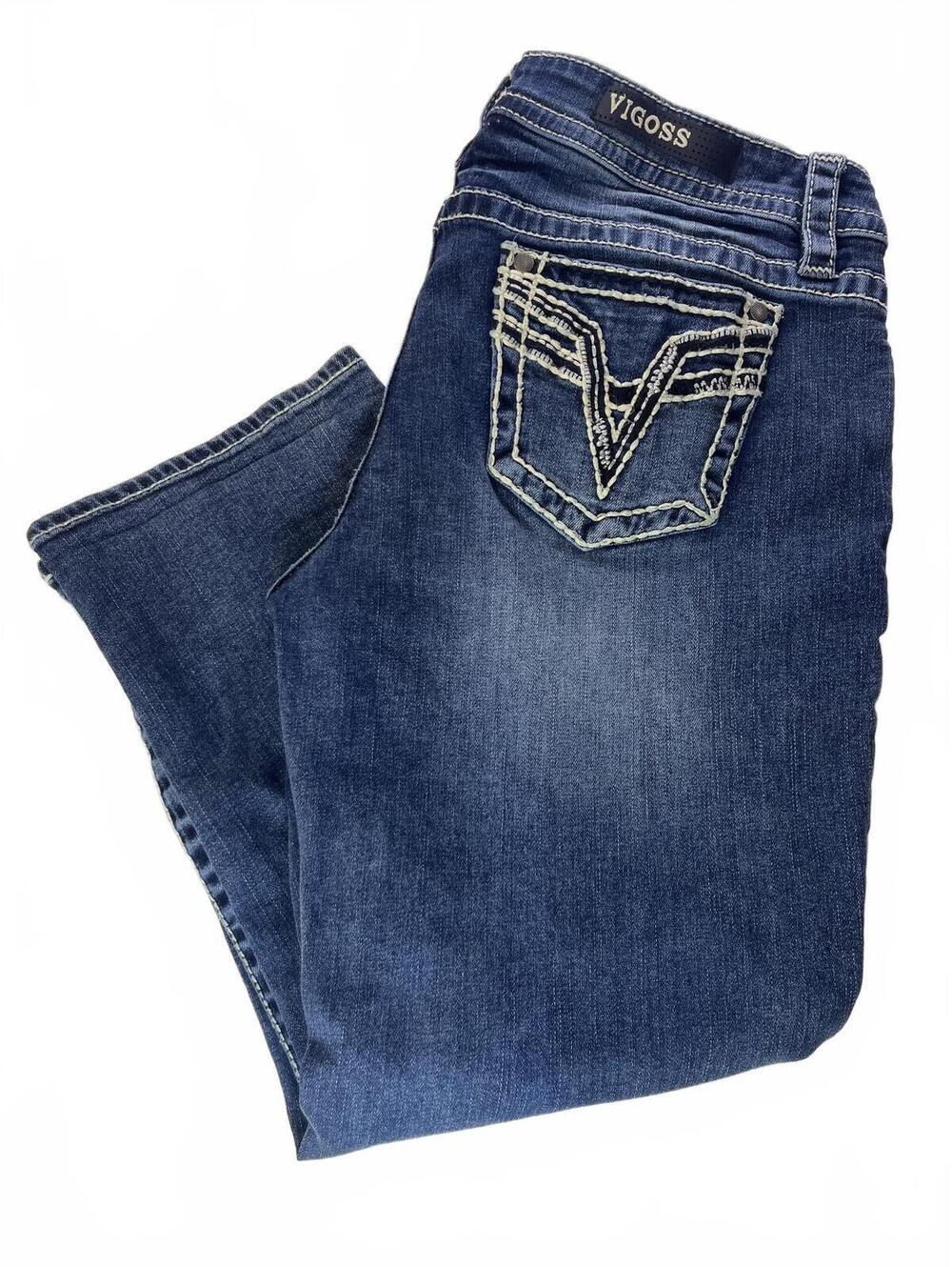 Vigoss Heritage Fit Women’s Denim Capri Jeans Embroidered Back Pockets Size 10